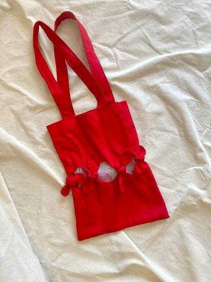 Bow-tie Tote Bag with Linen Fabric