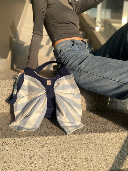 Butterfly Mini Bag with Navy Blue Canvas Fabric