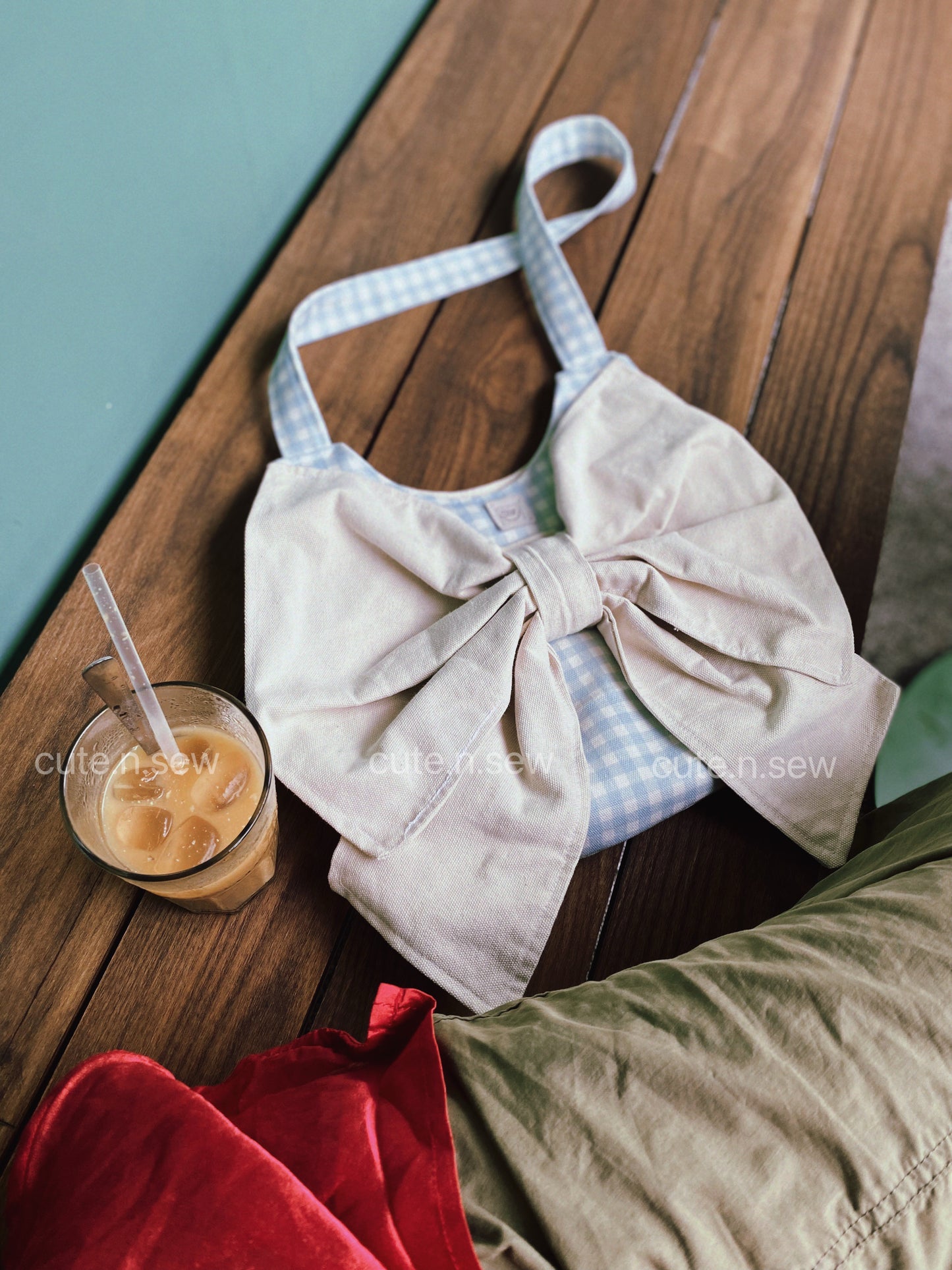 Butterfly Mini Bag with Baby Blue Canvas Fabric