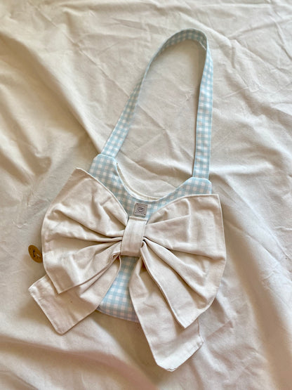 Bow Boho Bag with Baby Pink Canvas Fabric