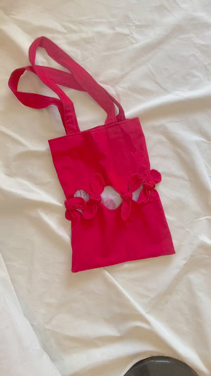 Bow-tie Tote Bag with Linen Fabric