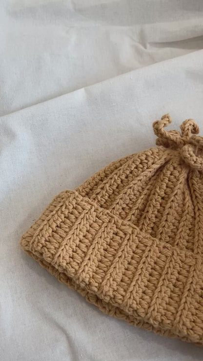 Crochet Wool Hat Brown for Kids